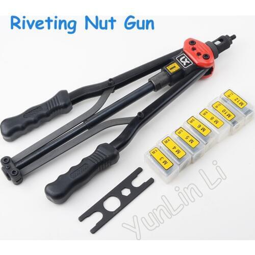 Hand Riveting Nut Gun M3-M12 Hand Riveter Pull Rivet Nut Riveting Automatic Back Tools with Stroke Scale
