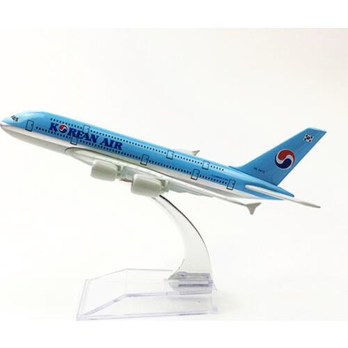 16cm 1:400 Scale Airplanes Korean Air Lines Airbus A380 Alloy Diecast Metal Plane Model Airplane Aircraft Gift Collectible