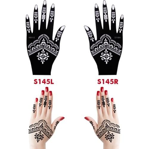 1 Pair(2 Sheets) Henna Tattoo Stencils For Hand Body Art Painting,Flower Glitter Airbrush Indian Henna Tattoo Templates 21*12cm