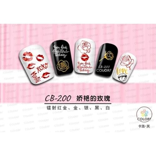 UPRETTEGO SUPER THIN SELF ADHESIVE 3D NAIL ART NAIL SLIDER STICKER GOLD SILVER BLACK WHITE RUSSIAN SLANG FLOWER ROSES CB195-201