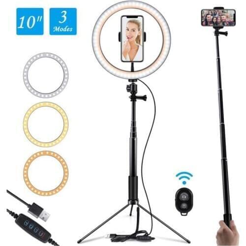 LED Selfie Ring Light Photography Lighting Ring Lamp Bluetooth Dimmable With Tripod For Youtube Makeup Video Live Photo Studio