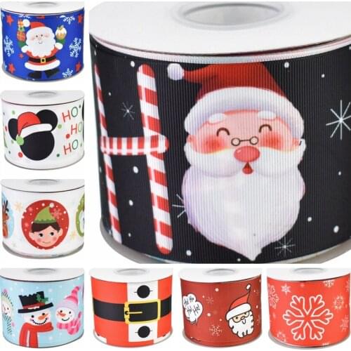 9mm 100yards heat transfer printed Christmas grosgrain ribbon for packing accessory welcome custom printed wholesale