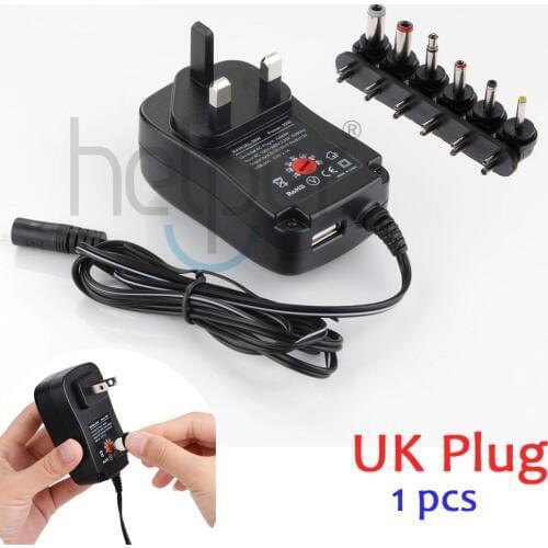 Universal AC/DC Charger, 30W 100V to 240V AC/DC 3V to 12V Adapter Switching Power Supply with 6 Adaptor Plugs UK plug