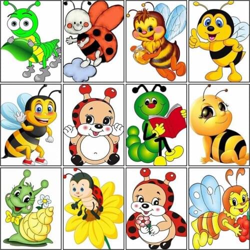 Uone New Diamond Painting 5d DIY Cross Stitch Animal Cartoon Bee Mosaic Embroidery Rhinestone Kids Adult Home Office Decor Gift