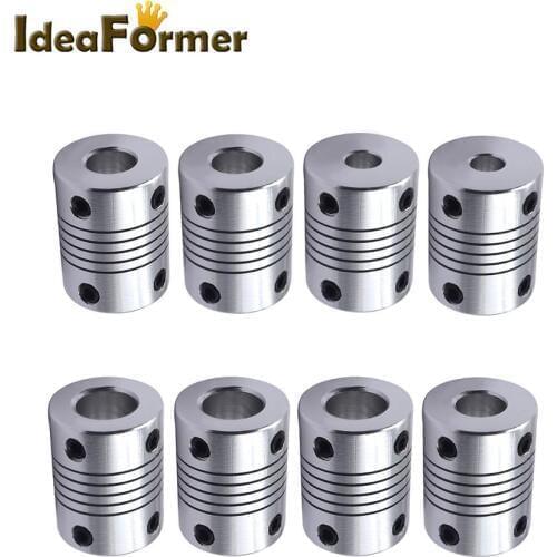 2pcs 3D printer Motor Shaft Coupler Flexible Coupling 5x5/6/8/10/6.35x8/8x8/mm Multiple Options OD Height Whoelsale Connectors