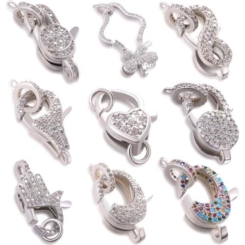 5 Pcs Wholesale DIY Handmade Jewelry Findings Accessories AAA Cubic Zirconia Fastener Clasps Hooks Connectors For Jewelry Making