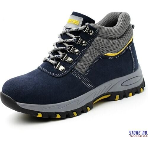 Winter Men Safety Work Boots Warm Plush Fur Mens Labor Insurance Puncture Proof Snow Boot Man Steel Toe Cap Shoes Male