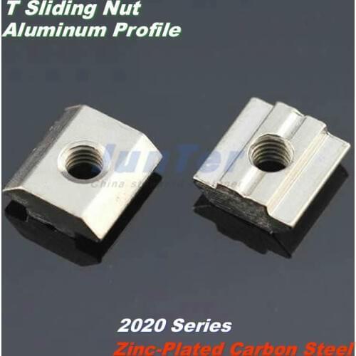 100pcs/lot M3 M4 M5 M6 T Sliding Nut Block Slot 6 Zinc Plated Carbon Steel Aluminum Accessories For 2020 Aluminum Profile