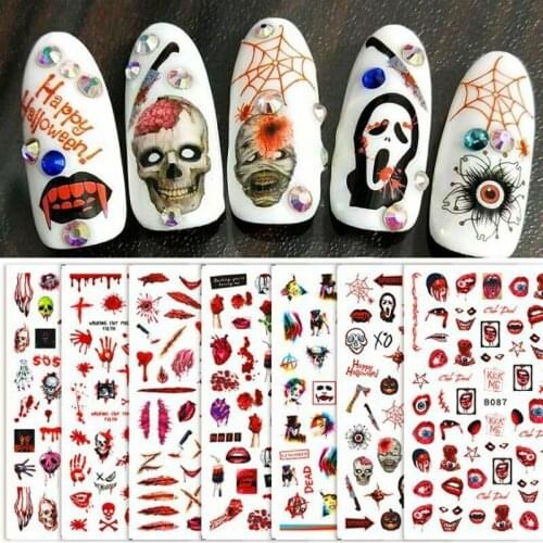 12PCS Self-adhesive Halloween Blood Rose Nail Art Sticker Decal Nail Decoration Decal Blood Drip Halloween Spooky Nail Decal,B74