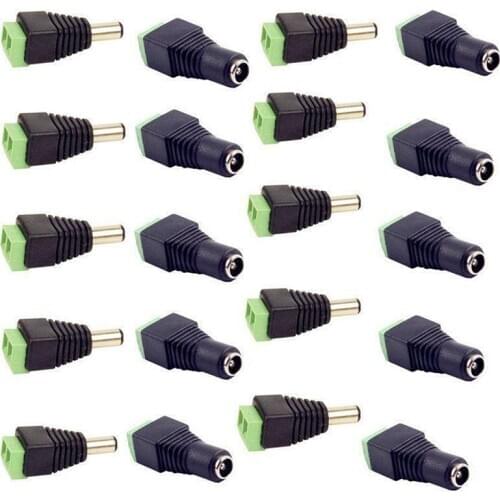 20Pcs Male + Female(10Male and 10Female) DC Power Socket Jack Plug Connector Cable Wire 12V 5.5x2.1mm