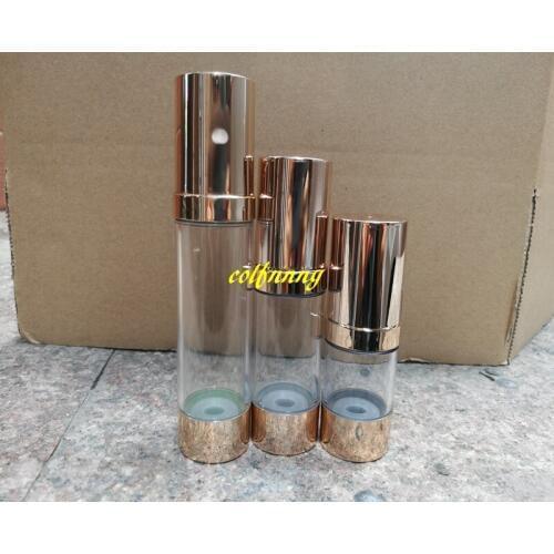 200pcs/lot 15ml 30ml 50ml Gold Spot Vacuum cosmetic bottles Empty plastic cream lotion tube airless bottles with pump