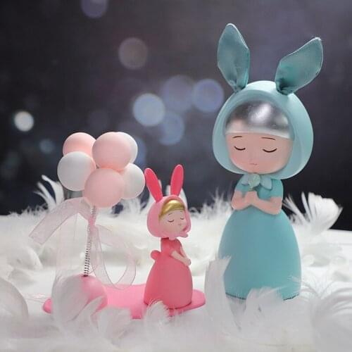 2021 Girl Miniature Figurines Home Room Decor Crafts Statue Dream Rabbit Sculpture Resin Birthday Present Valentines Day Gifts