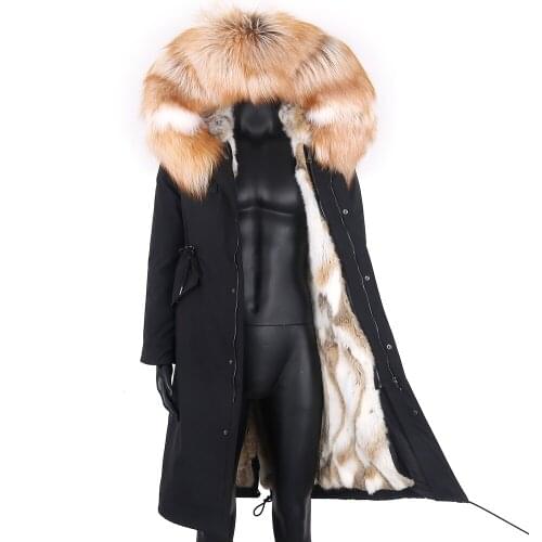 2021 Waterproof Winter Jacket Men X- Long Parka Real Rabbit Fur Coat Natural Raccoon Fox Fur Collar Hood Warm Streetwear