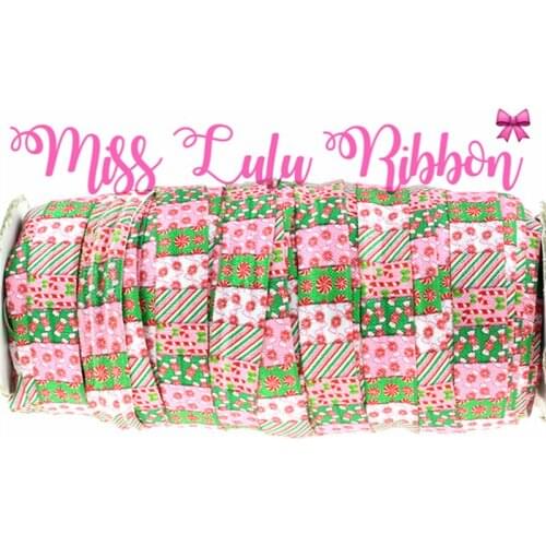 50yards/roll 5/8"16mm Candy Patterns Printed Fold Over Elastic Ribbon DIY Holiday Celebrate Decor Gift Wrapping HT01-PG025-02638