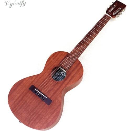36 inch full Sapele acoustic guitar 6 string mini guitars travel guitar brown and natural color folk guitar