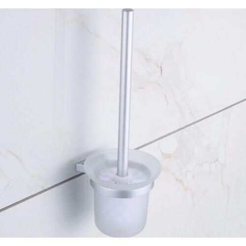 Free Shipping High Quality Space aluminum Wall Mounted Toilet Brush Holder With Grass Cup Household Products Bath Hardware
