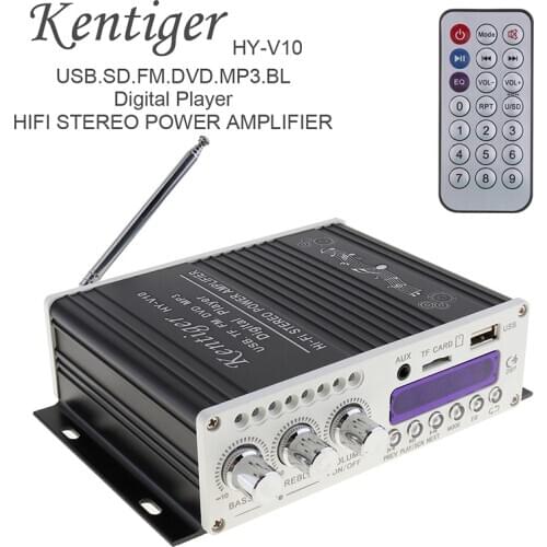 HY-V10 20W x 2 Bluetooth Car Audio Power Amplifier HI-FI 2 channels FM Radio Player Support SD / USB / DVD / MP3 Input
