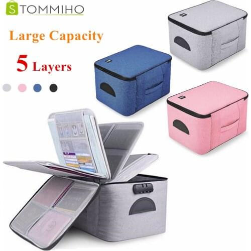Large Document Organizer Bag With Lock Storage Box Bin for Important Legal File Passport Bank Card Certificate Organization