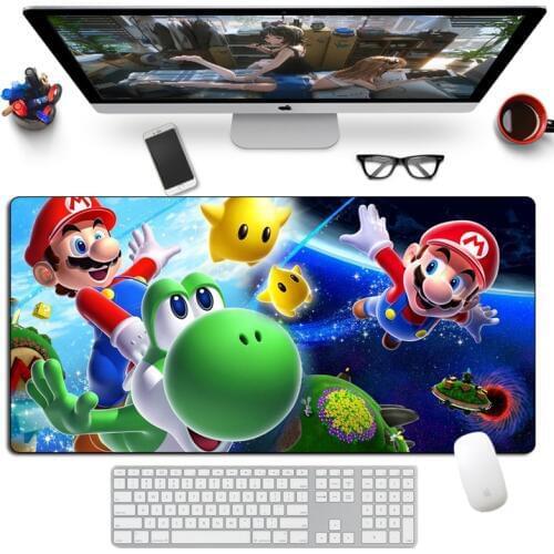 Large Kawaii Mario Mouse Pad Gamer Otaku 80x40cm Natural Rubber XL Locking Edge Cartoon Gaming MousePad Keyboard Desk Mat