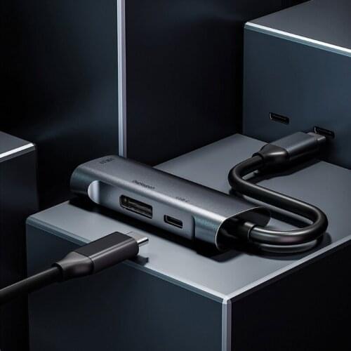 3 in 1 USB C HUB Type-C Docking Station 4K 60Hz DisplayPort PD 60W Fast Charging 480Mbps USB 2.0 Hub Adapter for MacBook