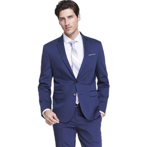 Custom Made New Style Mens Suits Groomsmen Notch Lapel Groom Tuxedos Navy Blue Wedding Best Man Suit (Jacket+Pants B647