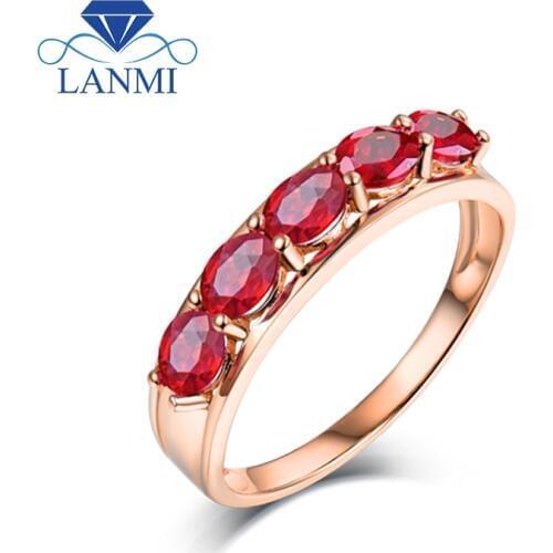 Lanmi Fine Jewelry Rings 18k Gold 100% Natural Ruby Gemstone Women Joining Party Occasion Ring Jewelry