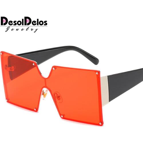 2019 Fashion Square Sunglasses Women Brand Designer Oversized Gradient Blue Black One Piece Sun Glasses New Style Shades UV400