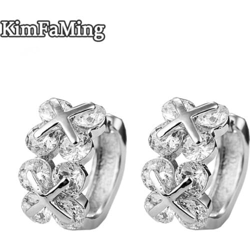 Fashion Lady Clip Earrings White Zirconia Jewelry Party Gift Promotion CLE019