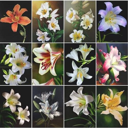 MomoArt Diamond Mosaic Lily Cross Stitch 5D Diamond Painting Flower Full Drill Square Embroidery New Arrival Home Decoration