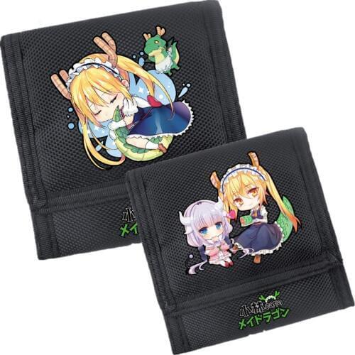 Cartoon Miss Kobayashis Dragon Maid Kobayashi Cosplay Kawaii Women Short Wallet 900D Canvas Anime Cheap Coin Purse Carteira