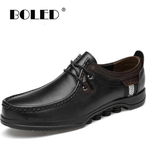 Full Grain Leather Lace Up Men Shoes Handmade Top Quality Rubber Sole Men Flats Breathable Plus Size Casual Shoes Men
