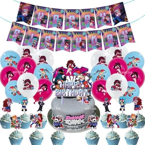 Friday Night Funkin Birthday Party Supplies Set Banner Balloons Cake Cupcake Topper Party Decorations Toys Kids Birthday Gift