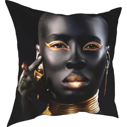 African Queen Black Women Pillowcase Printed Polyester Cushion Cover Decorative Pillow Case Cover Home Square 45*45cm