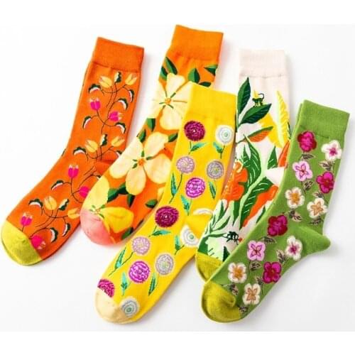 1 Pair Women Socks Cartoon Dog Octopus Flower Plant Kawaii Funny Casual Female Cotton Sock Hosiery Streetwear Harajuku Crew Sock