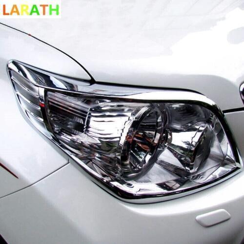 The New For Toyota Prado FJ150 2010 2011 2012 2013 ABS Chrome Headlight Head Lamp Hoods Cover Trim Car Styling 2pcs