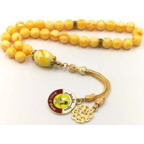 New arrival Qatar badge Resin Tasbih 33 66 99 beads Muslim misbaha Arab country flag bracelet Mans accessories Islam Rosary