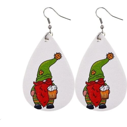 12 Pairs St-Patrick’s Day Gnome Faux Leather Earrings Bulk Teardrop Earrings Irish Clover Spring Holiday Fashion Jewelry