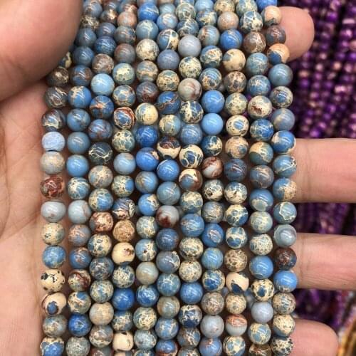 Wholesale Genuine Sky Blue Imperial Jaspe r bead,6mm 8mm 10mm 12mm Round Gem Stone Loose Beads For Jewelry Making,1of 15" strand