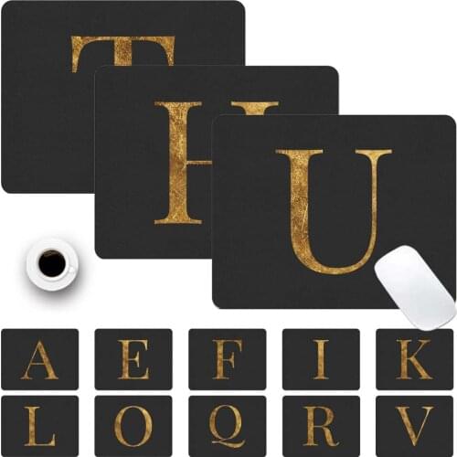 Durable Smooth PU Leather Computer Mouse-pad Anti-slip Waterproof Letter Pattern Mouse Mat Game Laptop Mousepad