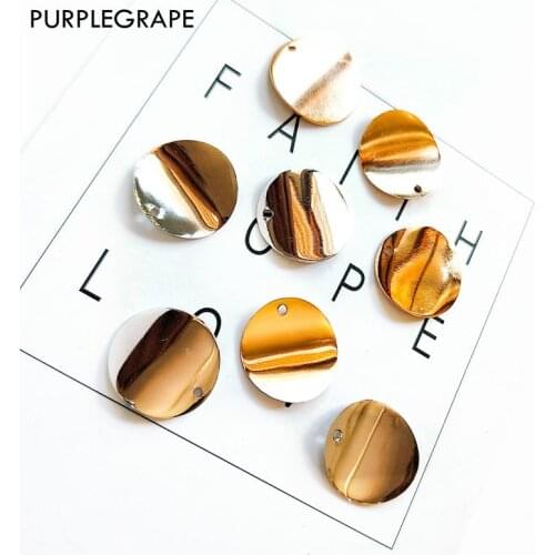 PURPLEGRAPE Minimalism Geometry Japanese and Korean fashion Surfaces Discs Earrings DIY Handmade Pendants A pack of 6