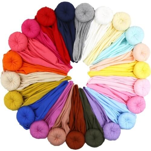 Yundfly Hot High Elastic Baby Knotted Ball Hedging Cap Newborn Soft Handmade Fabric Donut Hairball Hat Gift Photo Props