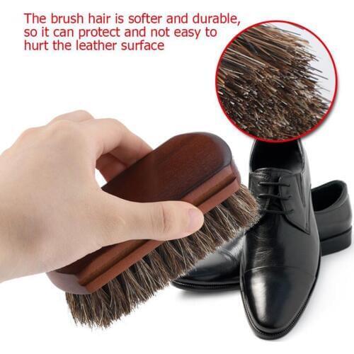 10cm Horsehair Shoe Shine Brushes with Horse Hair Bristles for Boots Shoes Leather Care Cleaning Brush For Suede Boot Hot 10115C