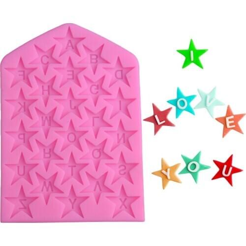 Star Letter silicone mold chocolate turn sugar cake decoration baking tool gutta percha resin clay mold