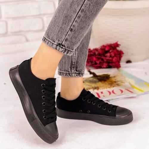 Tonar Moxi Black Linen Black Bottom Sports Shoes New Season Convenient Seasonal Style Sneaker
