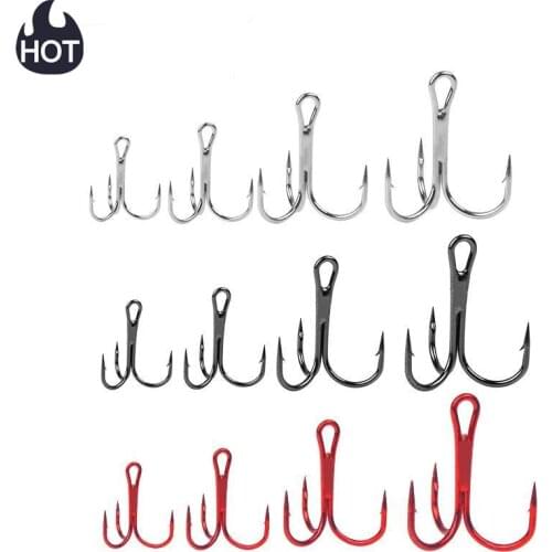 2021 Hot Steel Treble Fishing 3 Hooks 20pcs/lot Black Small Round Bent Triple Hard Lure Spoon Fishhook BHD2 Barbed barbed hook