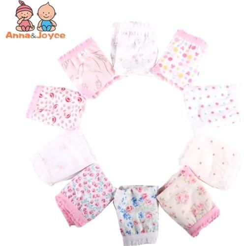 12pcs/Lot 100% Cotton Kids Panties Underwear For Children Baby Lace Under Briefs Girls Shorts Knickers Underpants, Can Mixsize