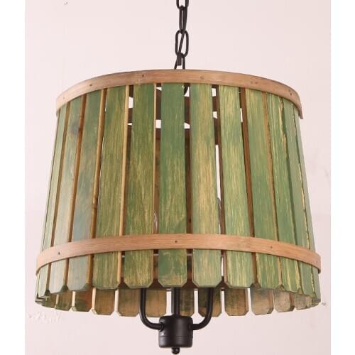 Solid Wooden barrel Pendant Lights wooden bedroom Mediterranean Garden Restaurant balcony retro lamps ZA MZ47