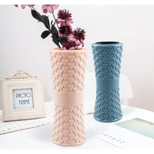 Flower Vase Home Decor Imitation Ceramic Flower Pot For Living Room Decoration Plastic Vase Room Decor Unbreakable Cachepot