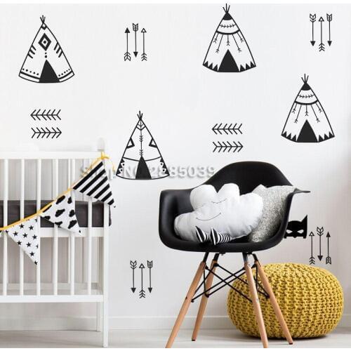 Teepee And Arrow Wall Decal DIY Self Adhesive Nursery Cute Tribal Stickers Wall Vinyl Kids Bedroom Hot Home Decor RemovableLC702