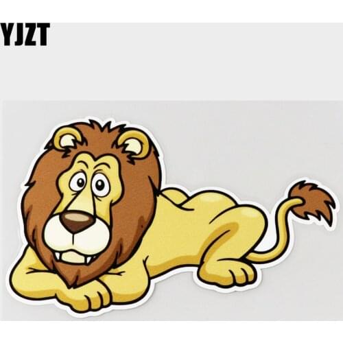YJZT 16.1CM×9.8CM Decal Funny Lion Lying On Tummy PVC Car Sticker 11C-0170